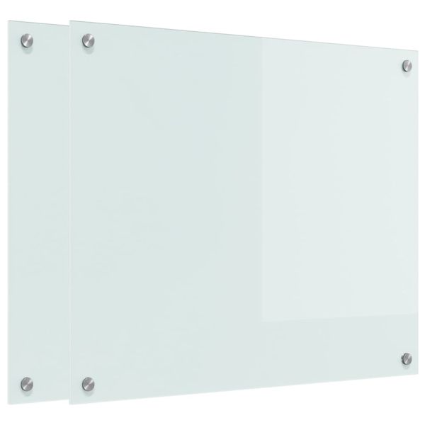 Кухненски гръб 2 pcs Бяло 70 x 60 cm закалено стъкло