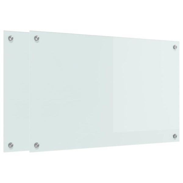 Кухненски гръб 2 pcs Бяло 80 x 50 cm закалено стъкло