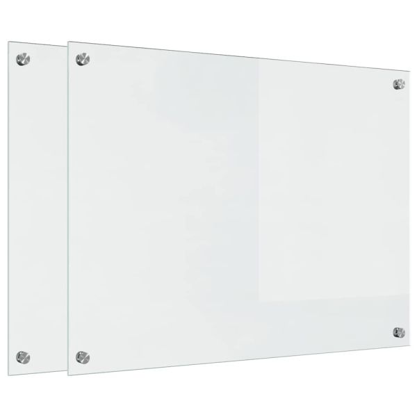Кухненски гръб 2 pcs Прозрачен 80 x 60 cm закалено стъкло