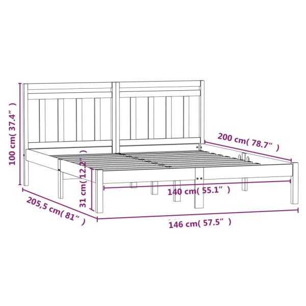 Рамка за легло, бор масив, 140х200 см