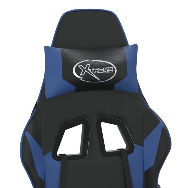 Масажен гейминг стол, черно и синьо, изкуствена кожа