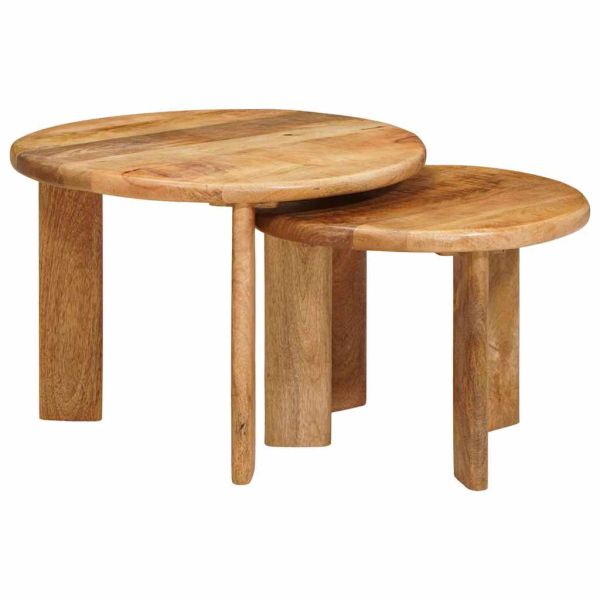 Nesting маси за кафе 2 pcs Кафяво Солидно мангово дърво