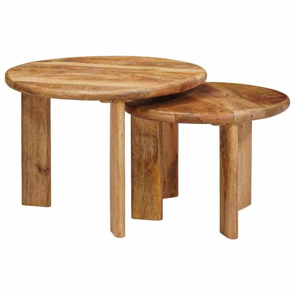 Nesting маси за кафе 2 pcs Кафяво Солидно мангово дърво
