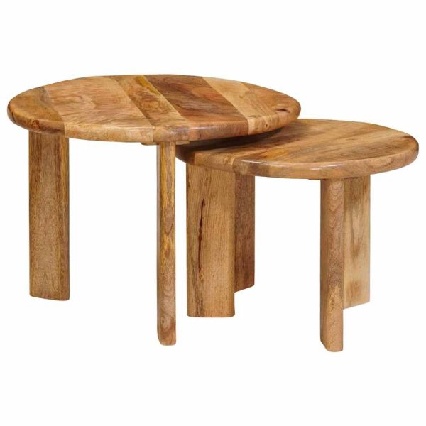Nesting маси за кафе 2 pcs Кафяво Солидно мангово дърво