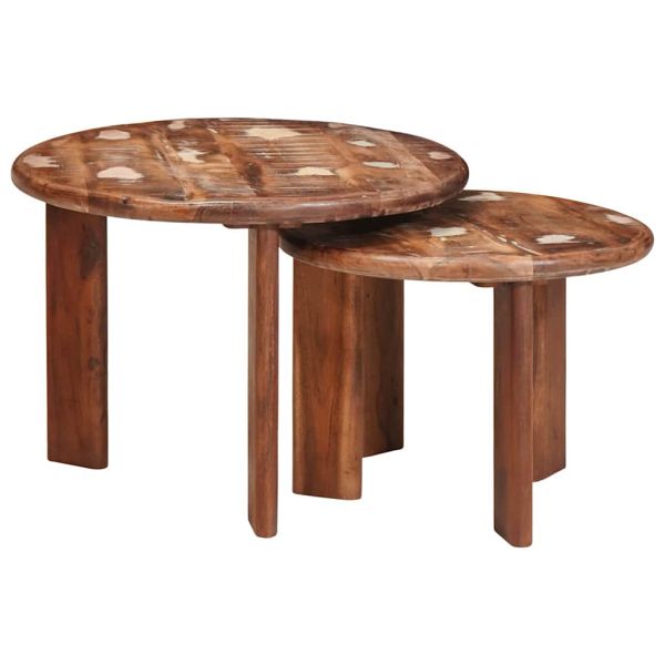 Nesting маси за кафе 2 pcs Солидна рециклирана дървесина