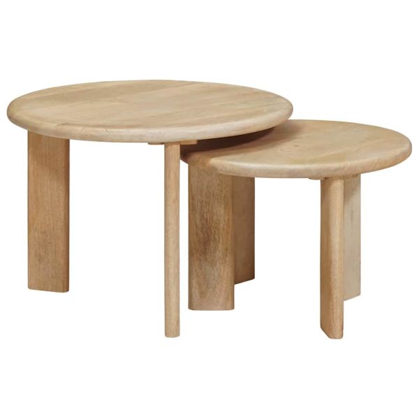 Nesting маси за кафе 2 pcs Черно Солидно мангово дърво