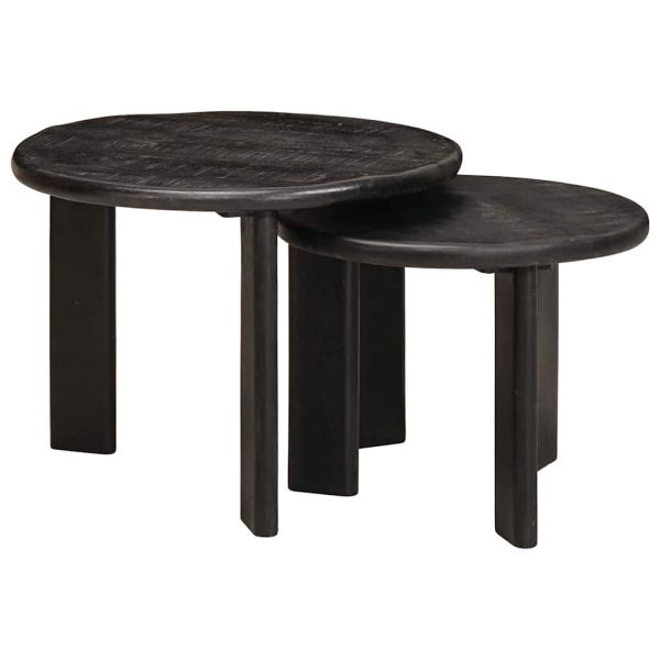 Nesting маси за кафе 2 pcs Бяло Солидно мангово дърво