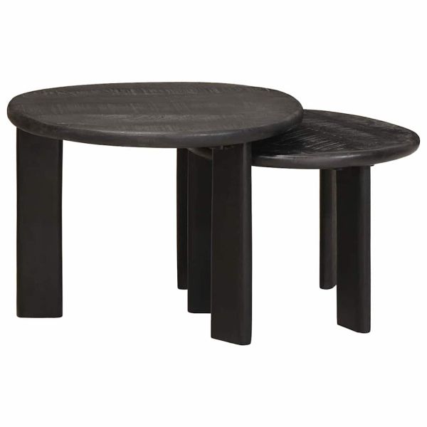 Nesting маси за кафе 2 pcs Бяло Солидно мангово дърво
