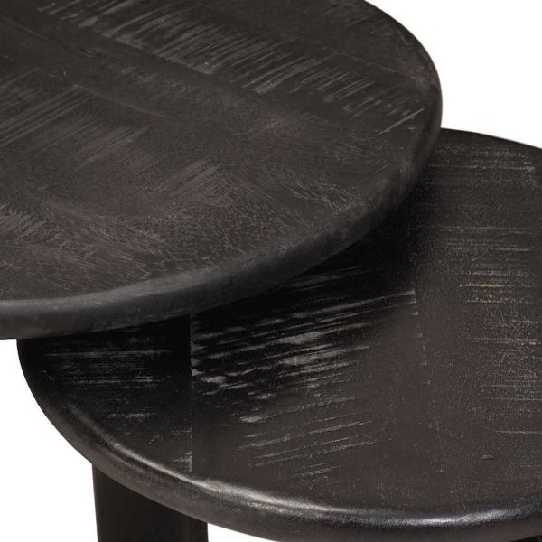 Nesting маси за кафе 2 pcs Бяло Солидно мангово дърво