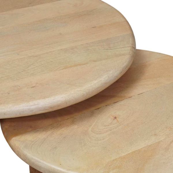 Nesting маси за кафе 3 pcs Черно Солидно мангово дърво