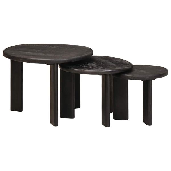 Nesting маси за кафе 3 pcs Бяло Солидно мангово дърво