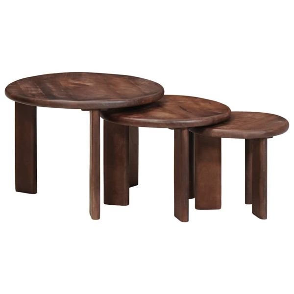 Nesting маси за кафе 3 бр. Тъмен кафяв Ø 54 x 40 см