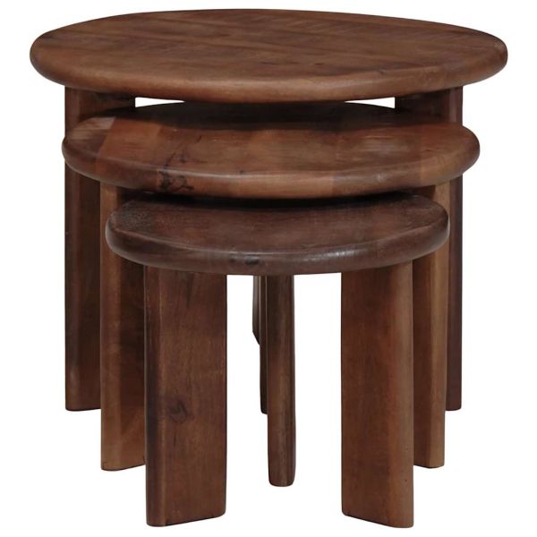 Nesting маси за кафе 3 бр. Тъмен кафяв Ø 54 x 40 см