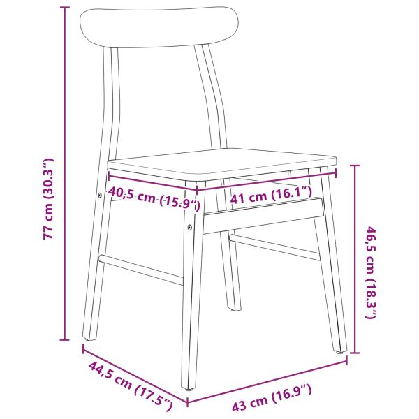 Трапезен стол 2 pcs Естествен 43 x 44,5 x 77 см