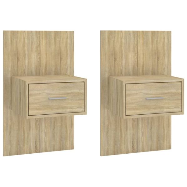 Нощни шкафчета за стенен монтаж, 2 бр, дъб сонома