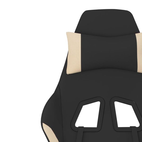 Масажен гейминг стол, черно и кремаво, плат