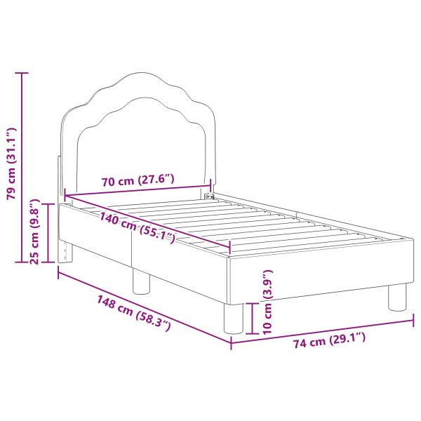 Легло за малко с главна дъска Черно 70 x 140 cm Кадифе