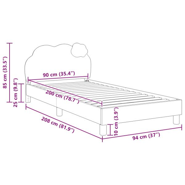 Легло за деца с табла Синьо 90 x 200 cm PU