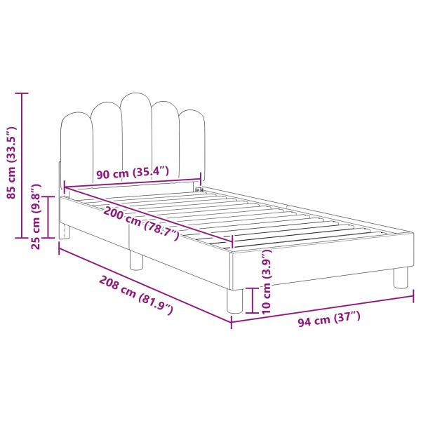 Легло за деца с табла с таблото Черно 90 x 200 cm Текстил