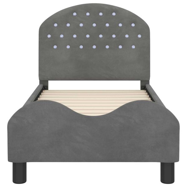 Легло за малко с главна дъска Тъмен сив 70 x 140 cm Кадифе