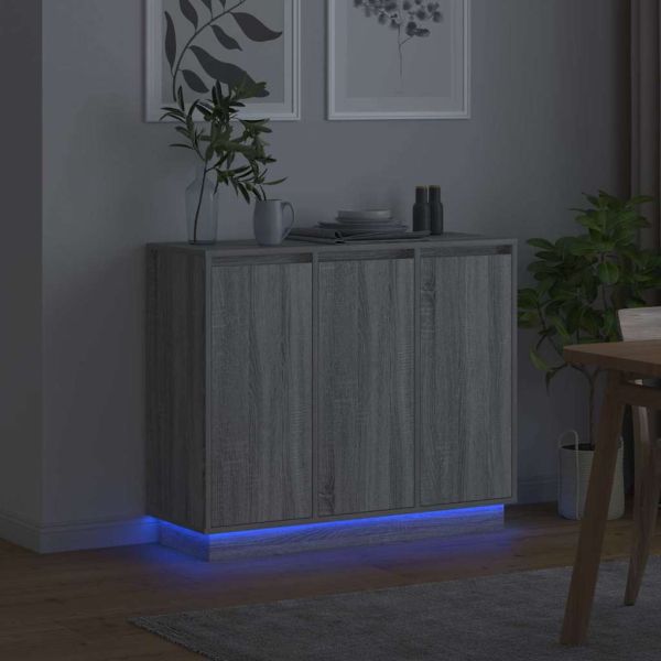 LED конзолна маса Сив Сонома 90 х 32 х 75 см