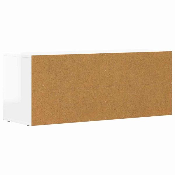 ТВ шкаф Лъскаво бяло 100 x 35 x 40 см Инженерно дърво