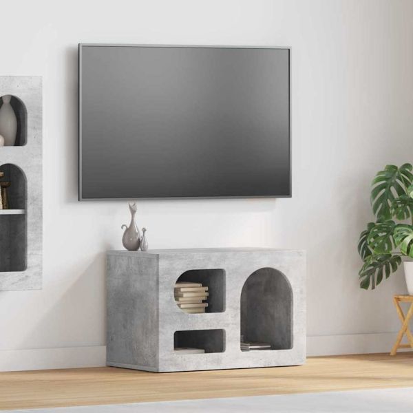ТВ шкаф Циментено сиво 60 x 35 x 40 см Инженерно дърво