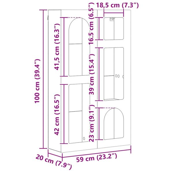 Висящ шкаф с рафт Бяло 59 x 20 x 100 см Инженерно дърво