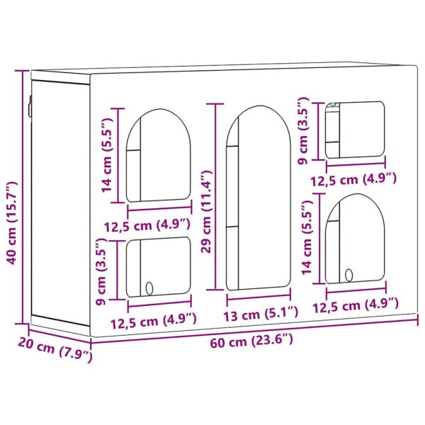 Висящ шкаф с рафт Сив Сонома 60 x 20 x 40 см Инженерно дърво