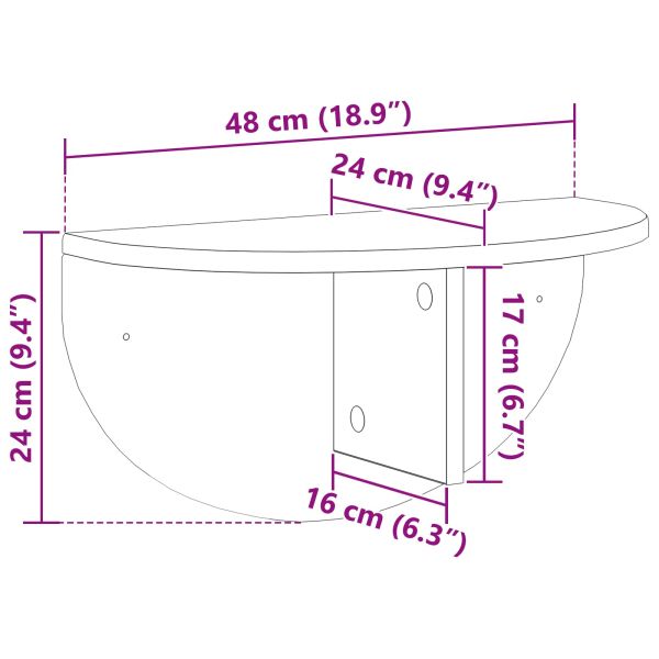 Стенен рафт 2 pcs Димян дъб 48 x 24 x 24 см Инженерно дърво