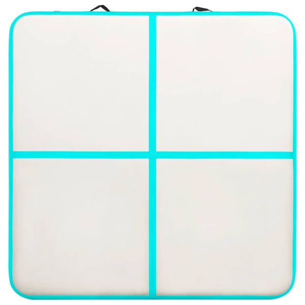 Надуваем дюшек за гимнастика с помпа, 200x200x15 см, PVC, зелен