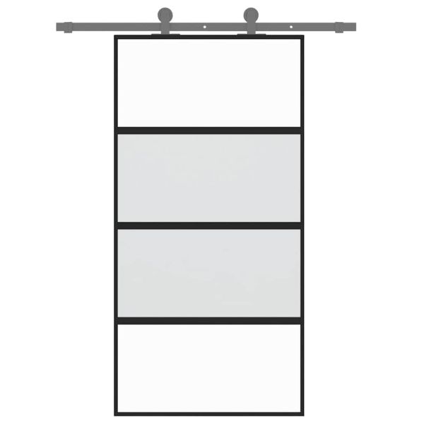 Плъзгаща се врата черна 102,5x205 см закалено стъкло и алуминий