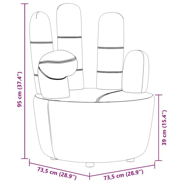 Стол във формата на ръка, сив, кадифе