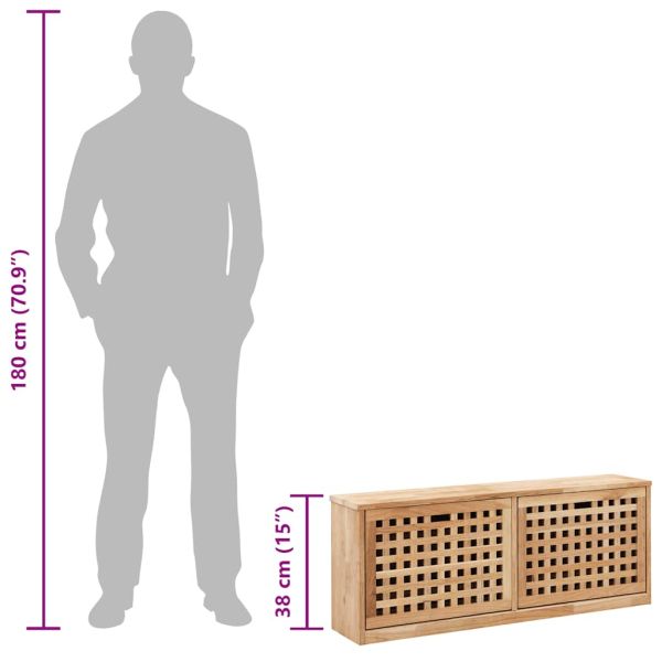 Пейка за съхранение на обувки, 94x20x38 см, орех масив