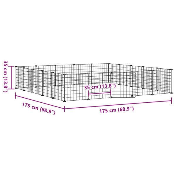 Клетка за животни с врата, 20 панела, черна, 35x35 см, стомана