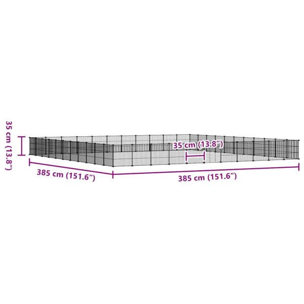 Клетка за животни с врата, 44 панела, черна, 35x35 см, стомана