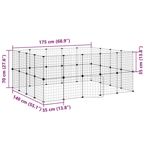 Клетка за животни с врата, 36 панела, черна, 35x35 см, стомана