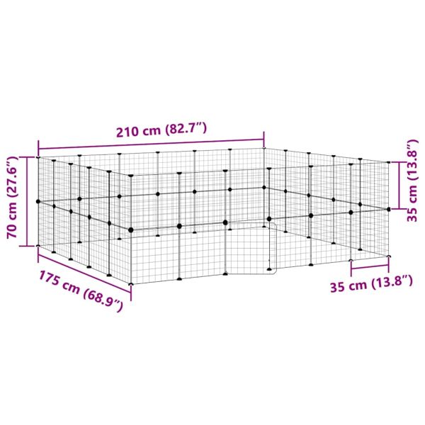 Клетка за животни с врата, 44 панела, черна, 35x35 см, стомана