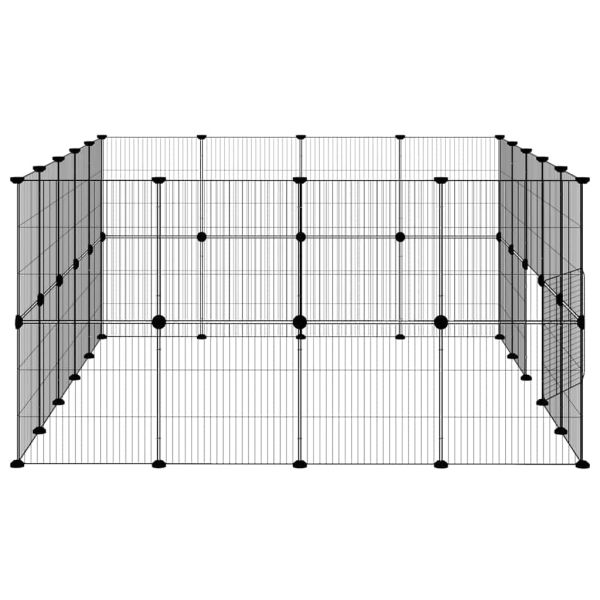 Клетка за животни с врата, 36 панела, черна, 35x35 см, стомана