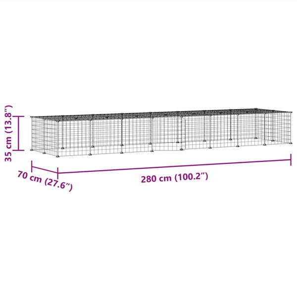 Клетка за животни с врата, 36 панела, черна, 35x35 см, стомана
