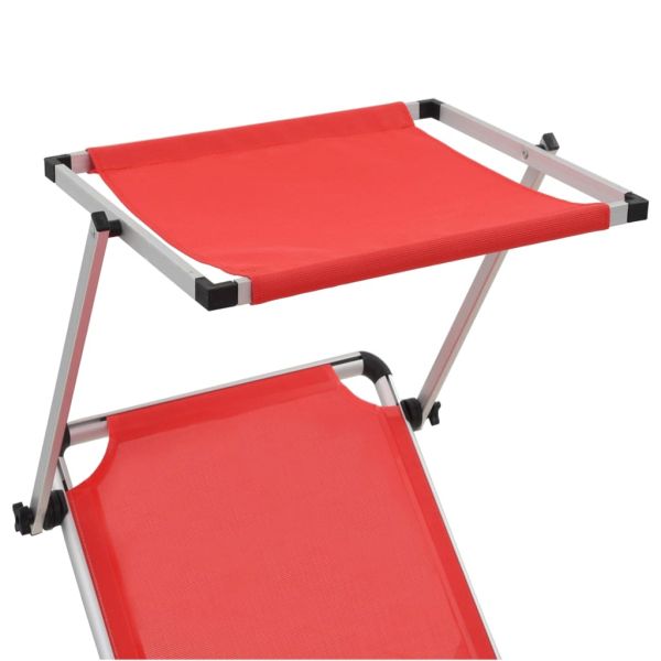 312459 Folding Sun Loungers with Roof 2 pcs Aluminium&Textilene Red