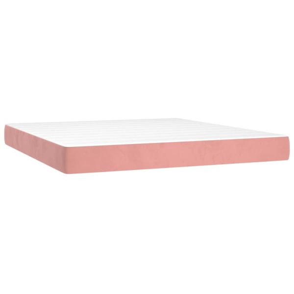 Боксспринг легло с матрак и LED, розово, 180x200 см, кадифе