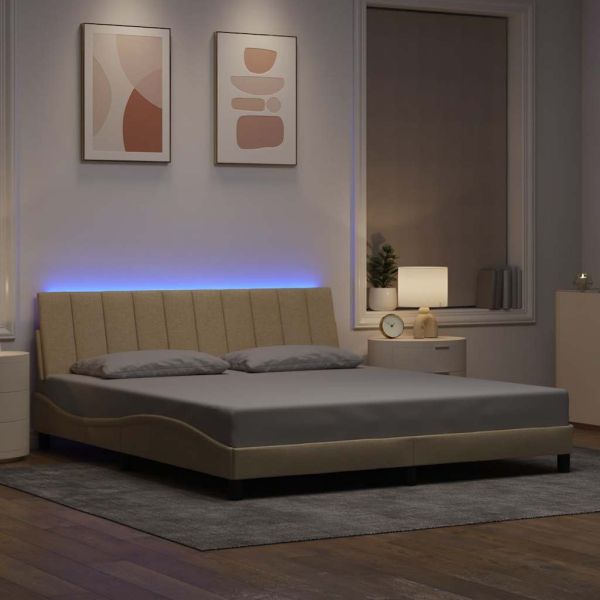 Рамка за легло без матрак Hanko, кремава, 180x200 см, плат