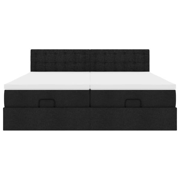 Османска легло с матраци, черно, 180x200 см, плат