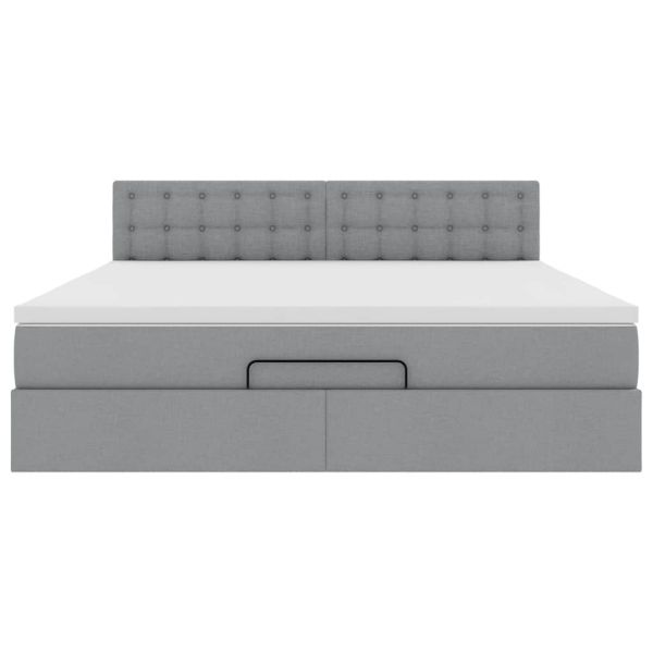 Османска легло с матрак и LED, светлосиво, 180x200 см, плат