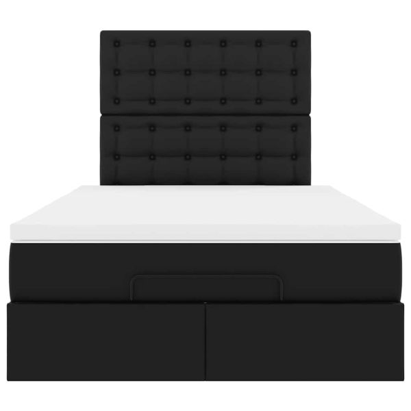 Османска легло с матрак&LED, черно, 120x190 см, изкуствена кожа