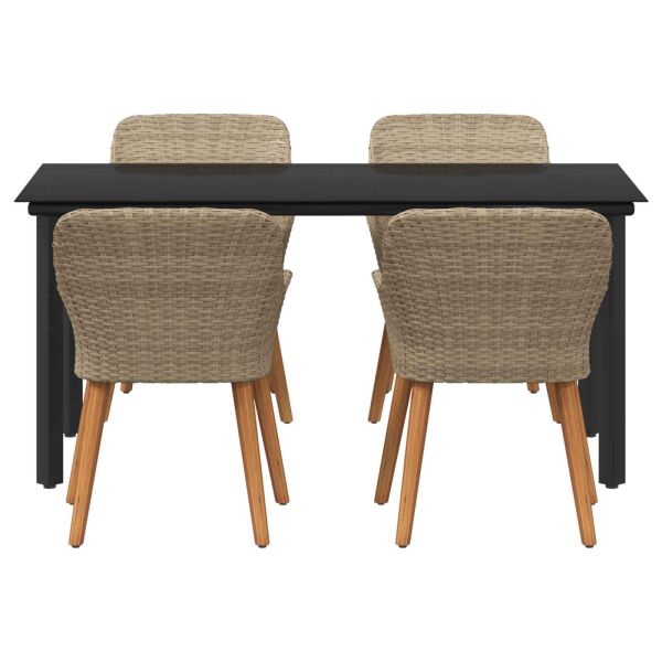 Комплект за хранене в градината 5 pcs Бежово полиратан