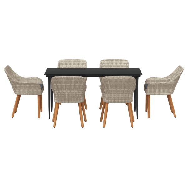 Комплект за хранене в градината 7 pcs Светлосиво полиратан