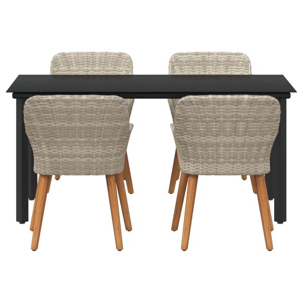 Комплект за хранене в градината 5 pcs Светлосиво полиратан