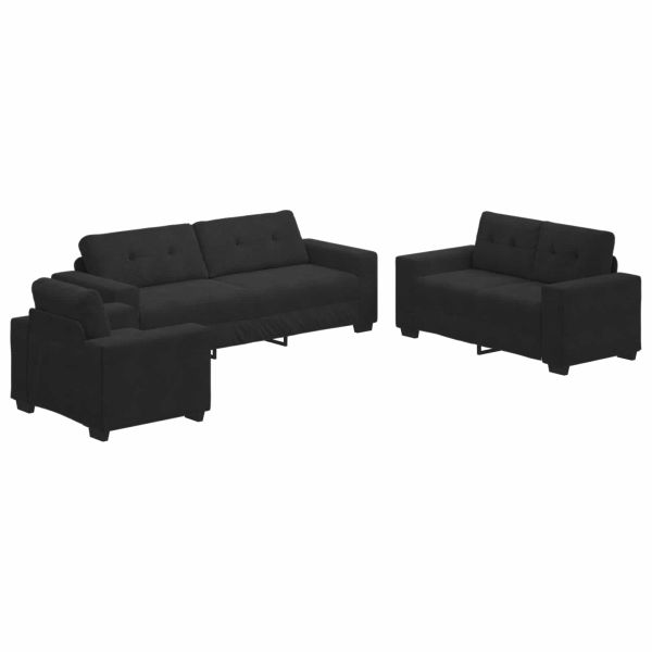 Комплект дивани 3 pcs Черно 221 x 80 x 80 см Кадифе